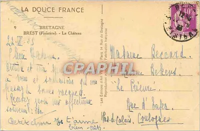 Brest (Finistère) - Le Château — Les Éditions d'Art VYVON, n°9 — Rewers