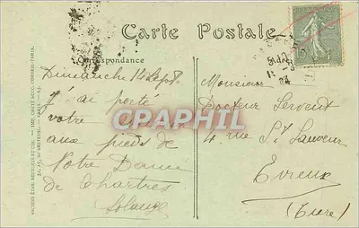 Katedra w Chartres — Portal północny — IMP. ÉTIENNE ET CIE — Rewers