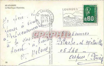 Lourdes — Widok na zbudowaną bazylikę — Wydawnictwo Yan P. Chambron — Rewers