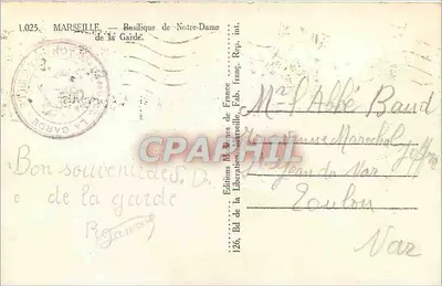 Basilica di Notre-Dame de la Garde — Marsiglia — Edizioni M. de la Libération — Verso
