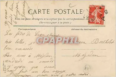 Caen. Plac Republiki — widok placu z kioskiem i spacerowcami — L.V.C. wydawca, n°26 — Rewers