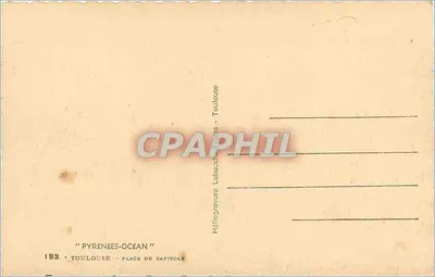 Toulouse - Place do Capitole — Heliógrava Labouchure - n° 193 — Verso