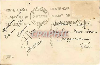 Mônaco — Igreja de Santa Dévote e o Ponte do Caminho de Ferro — Éditions de la Griffe, n° 108 — Verso