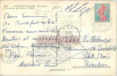 Rochefort-sur-Mer — widok promenady Cours d'Ablouis z pomnikiem Wolności — wydawca FLOR, nr 1983 — Rewers