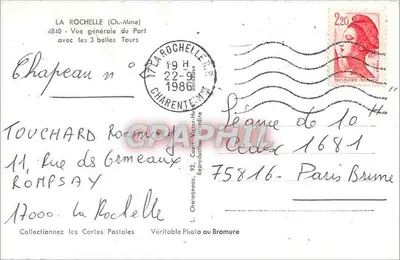 La Rochelle — Vista geral do Porto com as 3 belas Torres — Editor Elcé — Verso