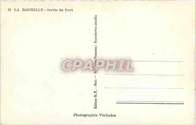 La Rochelle - Sortie du Port — Éditions O.P. — n°12 — Verso