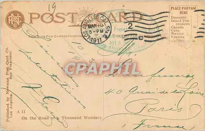 Cena de Inverno no Westlake Park, Los Angeles, Cal. — Publicado pela Newman Post Card Co. — A 11 — Verso