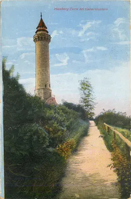 Humberg-Turm perto de Kaiserslautern — torre de pedra na colina — editor não identificado, número de série não visível