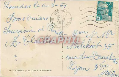 Lourdes — A Gruta Milagrosa — Edit. P. Doucet, Lourdes — Verso
