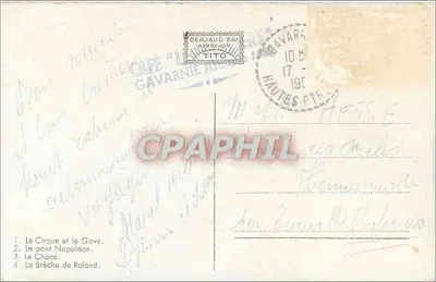 Gavarnie — Lembrança de Gavarnie — Editora Berjaud & Cie, Bordeaux — Verso
