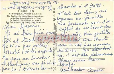 La Grottoleña — Lourdes — Edición A. DOUCET — Reverso
