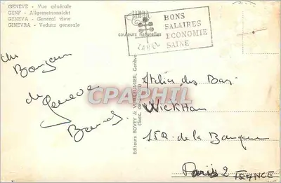 Genebra — Vista geral — Editores BOVEY & VILLEUMIER, Genebra — Verso