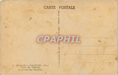 Hyères-les-Palmiers — Place des Palmiers e Avenue des Îles-d'Or — editor Lempereur & Cie — Verso