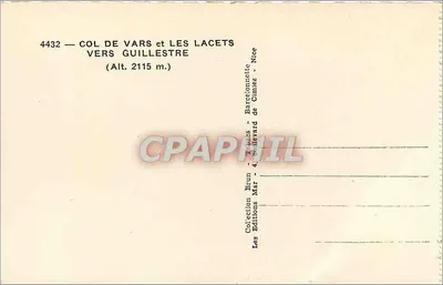 Col de Vars e os Lacets — rumo a Guillestre — Coleção Brun — Edições Brun, 4, Boulevard de Cimiez, Nice — Verso