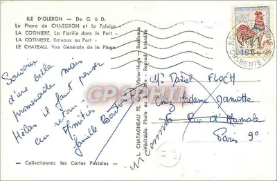 Wyspa Oléron — Molo Chassiron, flotylla w porcie, plaża — L. Chatagnneau, Bordeaux — Rewers