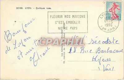 Lyon — Kilka widoków — Éditions Cellard, n° 36100 — Rewers