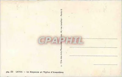 Laval — De Mayenne en de Kerk van Avesnières — Cie des Arts Photographiques, 44, rue Leitellier, Paris — Achterkant