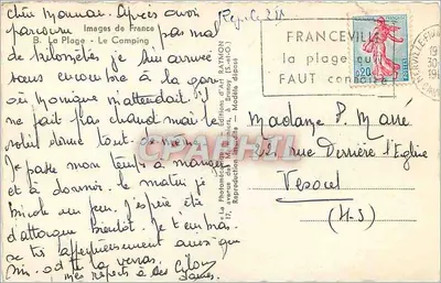 Franceville — A praia e o camping — Edições de Arte RAYMON (S.-O.) — Verso