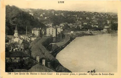 Lyon — Os Quais do Rhône em Saint-Clair — Igreja de Saint-Clair — Editor: Monte-Climin-Neuf, n° 726