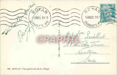 Royan — Ogólny widok plaży — C.A.P. n°432 — Rewers