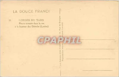 Gorges del Tarn — Carretera tallada en la roca a la altura de los Détroits (Lozère) — Les Éditions d'Art YVON — Reverso
