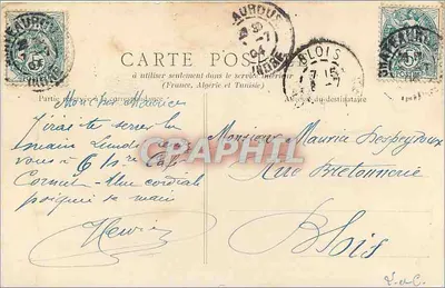 Châteauroux — O Castelo Raoul e a Prefeitura — B. F., Paris — Verso