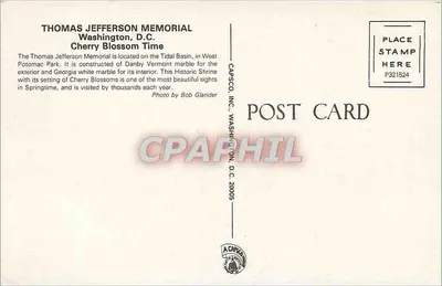 Monumento de Jefferson — Washington D.C. — CAPSCO INC. — Verso