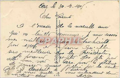 Paisagem invernal com hortência — Boa Ano — Editor C.F.A., Paris — Verso