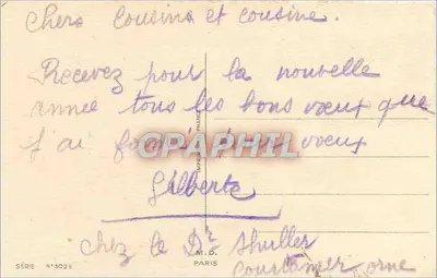 Zimowy krajobraz z zasnieżonymi chatami — J.O.B. — seria N°3025 — Rewers