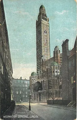 Catedral de Westminster, Londres — vista da torre e da fachada — editor desconhecido, número de série não visível