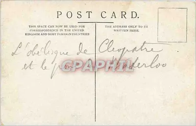 Agulha de Cléopatra & Ponte Waterloo, Londres — carta postal antiga — Verso