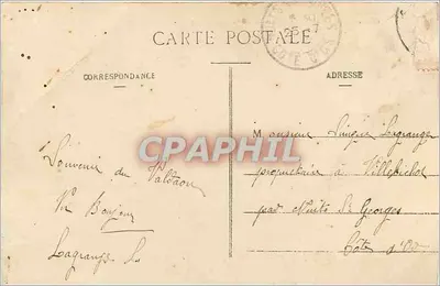 Bilhete postal antigo Camp du Valdahon Cozinhas Refeitórios Tendas do Regimento de Infantaria Mme Meynard Militaria — Verso