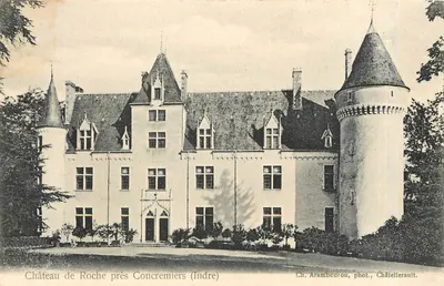 Castelo de Roche perto de Concremiers (Indre) — vista do castelo com torres cônicas — Ch. Arambourou, fot., Châtellerault