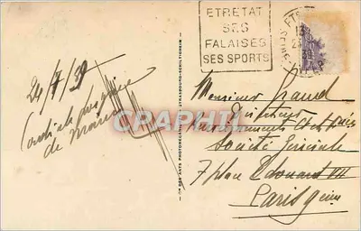 Etretat — Wielka Igła i Drzwi Aval — Wydawca: Des Arts Photographiques d'Etretat, nr 10 — Rewers