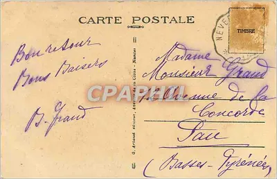 Nevers — Quai Loire i Katedra — wydawca G. Artaud — Rewers