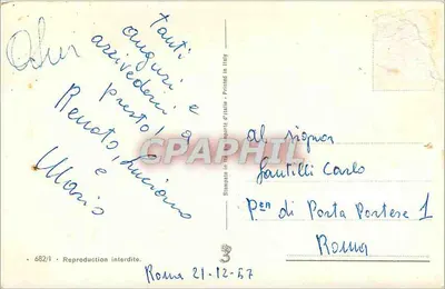 Zimowy krajobraz z dzwonkiem — 'Buon Natale' — Stampa di Porta Portese 1, Rzym — Rewers