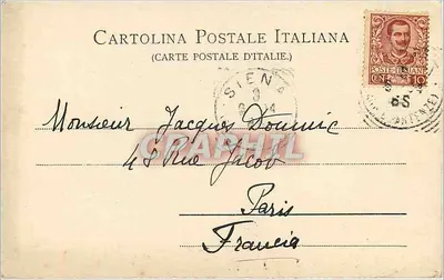 Siena - Denkmal der Post - Italienische Postkarte — Rückseite