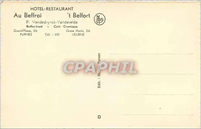 Hôtel-Restaurant 't Belfort — Furnes — Wydawca: Neels, Furnes — Rewers