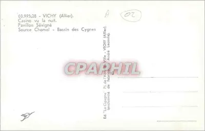 Vichy — Kasyno w nocy — Wyd. 'Le Cigogne' i 'Vichy Ville' — Rewers