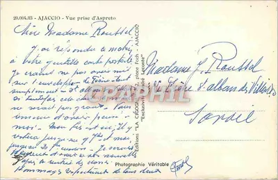 Ajaccio — Widok z Aspreto — Wydawnictwo Véritable — Rewers