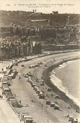 MERS-les-BAINS — Perspectiva da Praia e a Igreja St-Jacques do Tréport