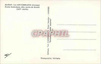 Cygula — Brama Świętego Jana, zwana bramą Breith (XIV wiek) — Editions Véritable — Rewers