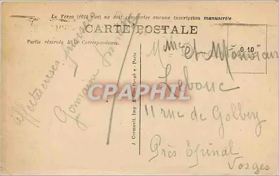Parijs — De Noordstation en de Boulevard Denain — J. Gormant, Imp. 8, Cité Bergé, Parijs — Achterkant