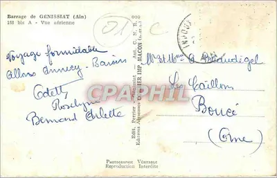Zadanie Génissiat (Ain) — Widok z powietrza — Wydawnictwo Véritable — Rewers
