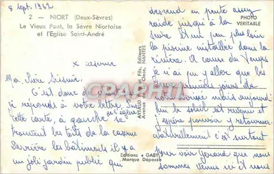 Niort — O Velho Ponte e a Igreja de São André — Edições Gaby — Verso
