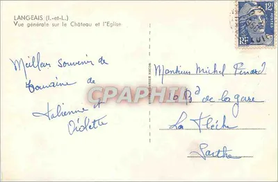 Langeais (L.-et-L.) — Vista geral do Castelo e da Igreja — Photo-Courrier NACON — Verso