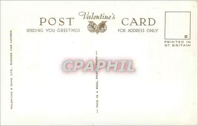 Pamiątka Bolesnej Brytyjczyzny — Katedra Westminsterska — Karta pocztowa Valentine's przez Valentine & Sons Ltd. — Rewers