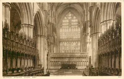 Côro Oriental de Beverley Minster — vista interna gótica — Royal Tunbridge Wells, n° 9251