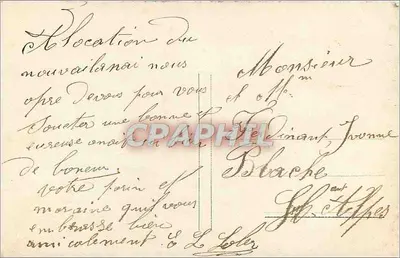 Bom Ano — decoração de visco, pombas e rosa — M.C. n°254 — Verso