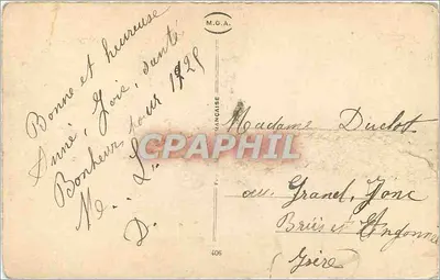 Carta de boas-vindas — Boa Ano — M.G.A. Francesa — Verso